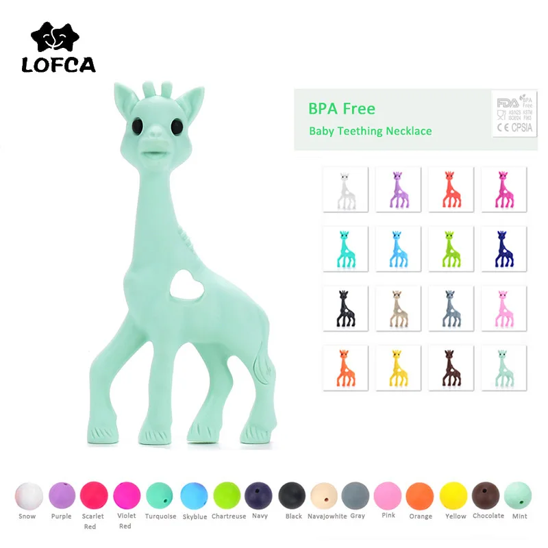 LOFCA силиконовый Жираф прорезыватель BPA Бесплатно Детские Прорезыватели для зубов жевательный кулон в форме жирафа пищевой силикон для кормления ожерелье аксессуары