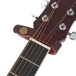 Premium Genuine Leather Guitar Strap with Safe Lock System - Versatile for Ukulele, Bass, and Acoustic/Electric Guitars (Dark Brown)