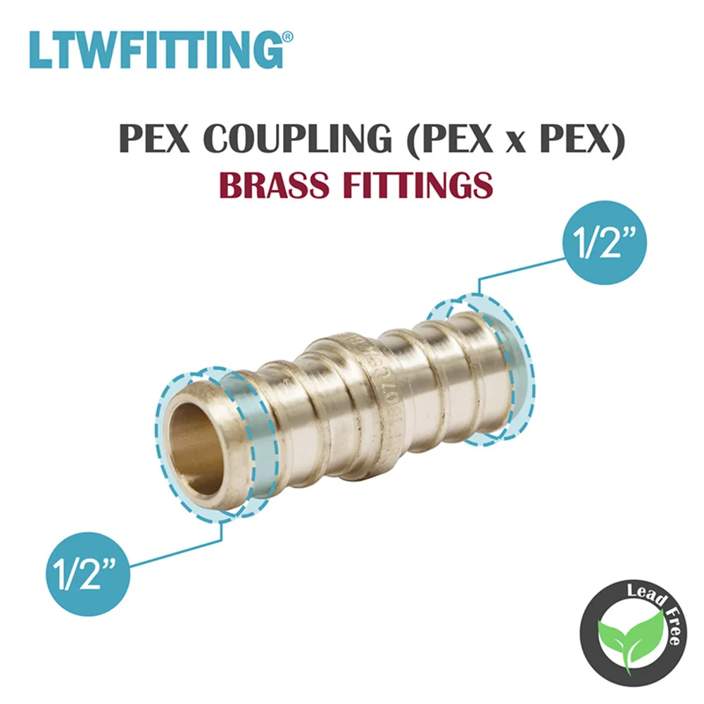 Латунный обжимной фитинг LTWFITTING PEX 1/2 дюйма бессвинцовая муфта PEX|crimp fitting|brass fittingspex