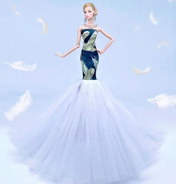 case for barbie doll clothes Princess dress trailing wedding bride marriage dress for barbie accessories toys house ornaments see chart18