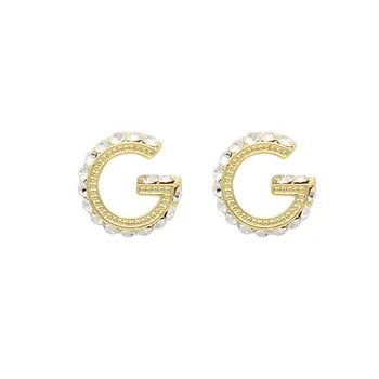 

SINTA Stud Earrings S925 Sterling Silver OL Style Golden Letter G Zircon Earring For Women Casual Jewerly
