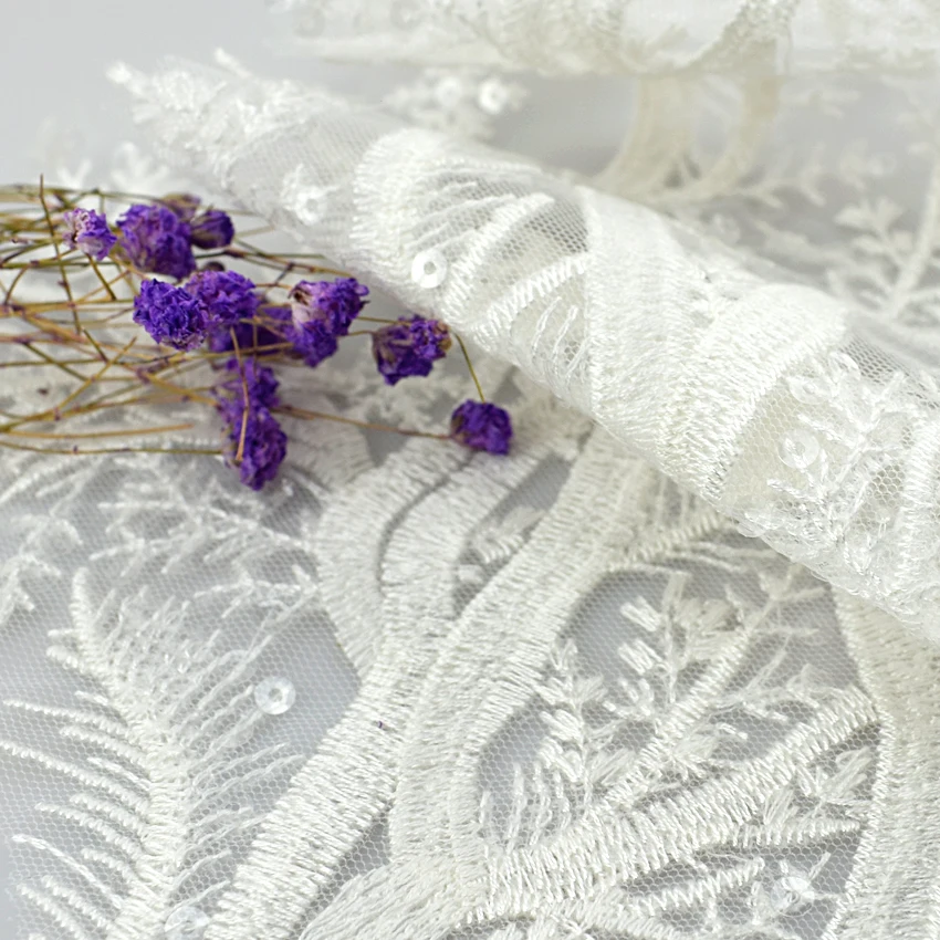 2Pcs 51.5cm*24cm Wedding Dresses Lace Applique Head Ornaments Embroidery Trims DIY Clothing Sewing Patchwork Accessories|lace trim|embroidery lace