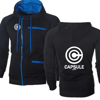 

Men Hoodies Anime Dragon Ball Streetwear CAPSULE CORP Printed Fashion Harajuku Fleece Warm Mens Hooded Zipper Jacket