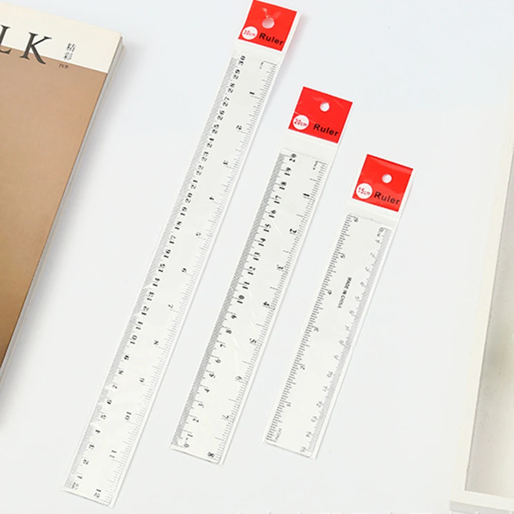 Plastic Ruler 1PCS 15/20/30cm Standard/Metric Measuring Tool Student School Office Bilateral Printing School Supplie
