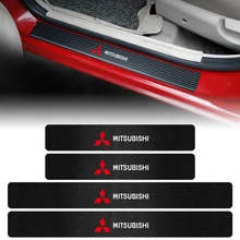 4PCS Car Door Threshold Carbon Fiber Door Sill Decor Sticker Auto Styling For Mitsubishi Ralliart Lancer Lancer EX