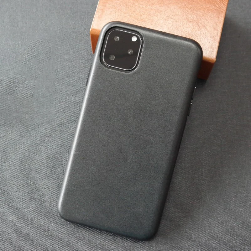 BLACK Кожаный чехол для iPhone 11/11Pro, тонкая задняя крышка, защелкивающийся чехол для Apple iPhone - Цвет: BLACK