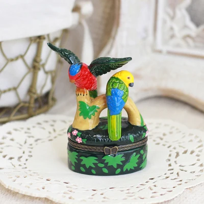 Two parrots 11cm Европейский стиль, керамический чехол для рождественской елки, украшения для дома, фарфор, украшение, аксессуары, подарок для девочек - Цвет: Two parrots 11cm