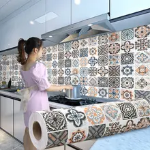 Kitchen Oil-Proof Diy Wall Stickers Self-Adhesive Wallpapers Home Decor Bathroom Moisture-Proof Waterproof Vinyl 3D Tile Pee