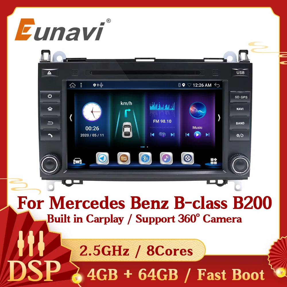 Eunavi Dsp 8Core Android 10 Auto Radio Dvd Multimedia Für Mercedes Benz B200 Eine B Klasse W169 W245 Viano Vito W639 Sprinter W906