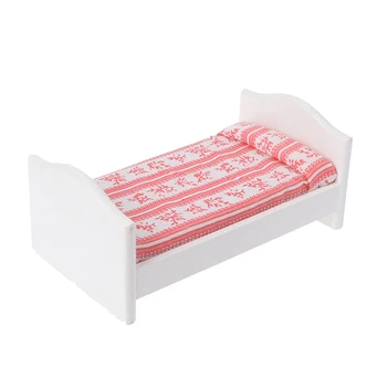 

1:12 Dollhouse Wood Bed Furniture Toys House Accessory Miniature Living Room Kids Pretend Play Toy 1:12 Doll House Ornament Bed