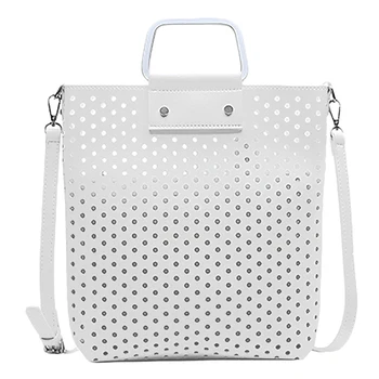 

New Women Bag Pu Leather Hollow Out Tote Bag Fashion Ladies Larger Capacity Shoulder Bags Female Casual Handbags White