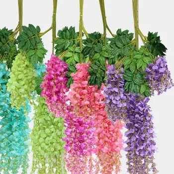

1 SET 12pcs 110 Cm Artificial Silk Wisteria Fake Garden Hanging Flower Plant Vine Home Wedding Party Event Decor