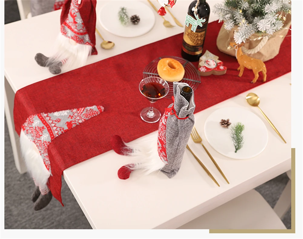 Hot Christmas Tablecloth Santa Claus Table Runner Hotel Banquet Table flag For Wedding Party Christmas Festival Home Decoration
