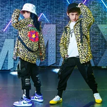 

Kid Hip Hop Clothing Leopard Print Harajuku Shirt Top Streetwear Tactical Cargo Pants for Girls Boys Jazz Dance Costumes Clothes
