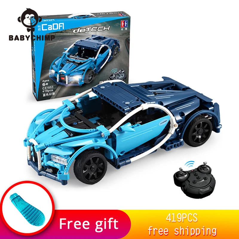 

Technic Series DIY Building Blocks Bricks Remote Control RC Car Set Super Blue Sports Racing Cars Legoed Model Toy with Gift Box
