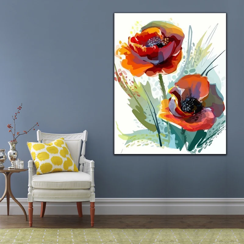 

DIY colorings pictures by numbers with flower picture drawing Relief painting by numbers framed Home