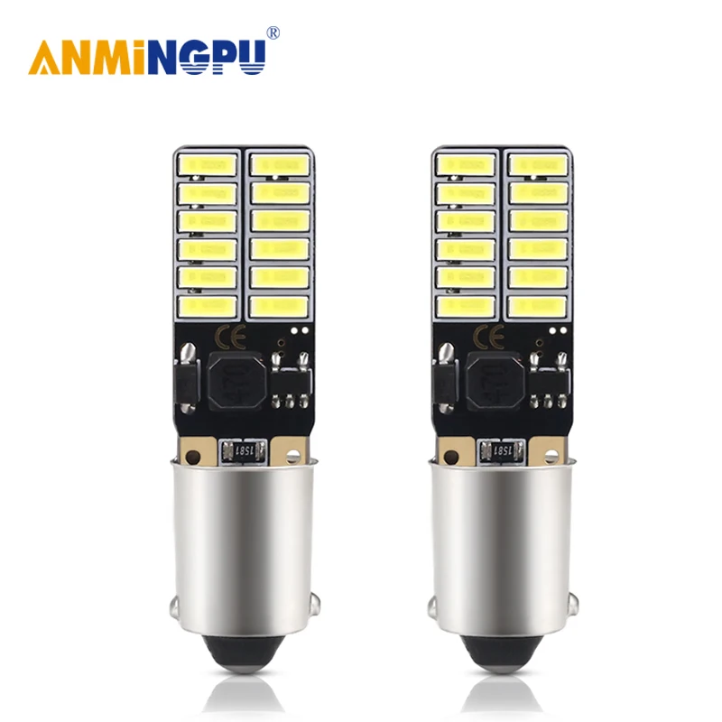 

AMNINGPU 2x Signal Lamp Ba9s T4W Led Bulb 4014SMD Ba9s Led Canbus Roof lights Reading Lights License Plate Lights White 6000K
