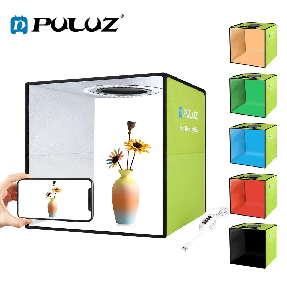 PULUZ 30*30CM Photography Light Box Camera Photo Gallery LED Studio Kit 6 Colors Background | Электроника
