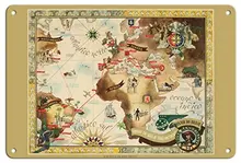 Mapa świata trasy lotniczej floty Bandeirante-Panair Do brazylii-Pan American by Eymonnet c 1947-metalowy znak tanie tanio CN (pochodzenie) Nowoczesne cyna