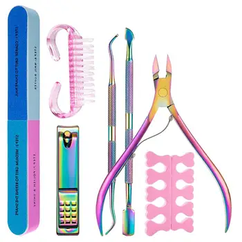 

7pcs Nail Manicure Tools Sets Dead Skin Remover Nail Clippers Cuticle Nippers Cuticle Trimmer Toe Separators Buffer Block Files