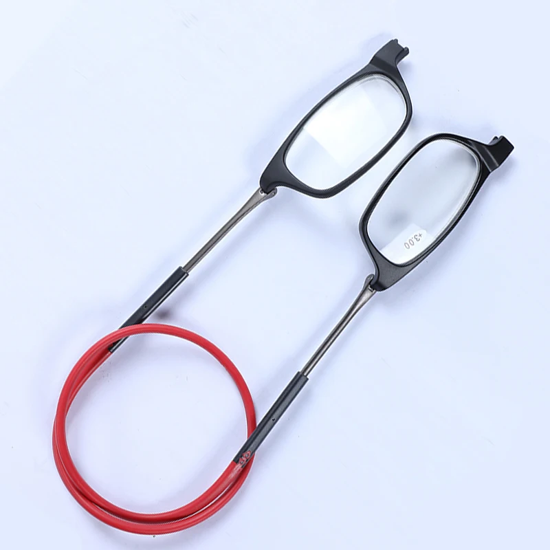 SAOIOAS с завязками на шее, с пряжкой, очки для чтения, складные пресбиопические Для мужчин Для женщин Мягкий силиконовый Магнитный Винтаж очки 1,0 1,5 2,0 - Цвет оправы: B1 Red leg  black