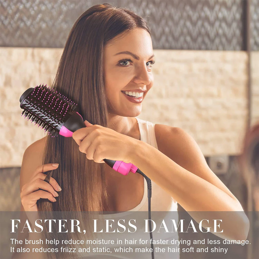 

Electric 2 in 1 Multifunctional Hair Dryer Infrared Negative Ion Roller Rotate Styler Comb Straightening Curling Hot Air Comb
