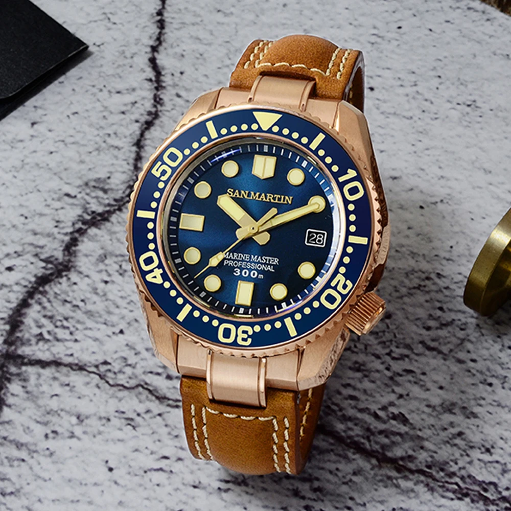 SW200 blue Сан Мартин новые бронзовые тунец SBDX001 дайвинг часы 300 м Водонепроницаемость сапфировое стекло PT5000 Mov не Мужские автоматические наручные часы - Цвет: SW200 blue