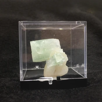 

High Quality Natural Apophyllite Cubes And Calcite Mineral Paragenesis Specimen Box Healing Crystal Stone Home Decoration