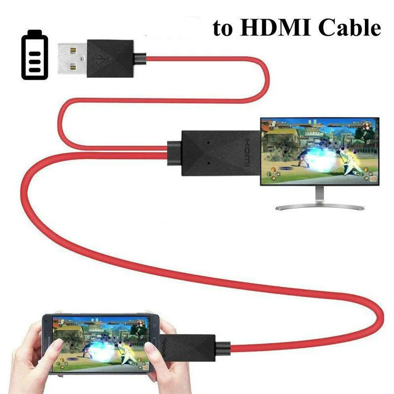 tv stick 1,8 m Micro USB Мобильный высокой четкости ссылка на HDMI Аудио Видео AV адаптер кабель 1080P HD ТВ конвертер для samsung - Цвет: Красный