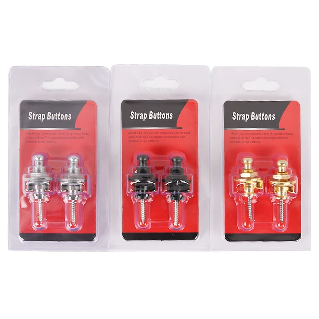 2 Fixations De Sangle De Guitare Sécurisées - Métal Argenté, Pour Guitare électrique/acoustique/basse