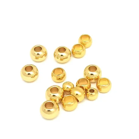 Rose Gold Plated Stainless Steel Bead Metal Ball Big Hole Loose Spacer Beads for Jewelry Making Diy Beading Bracelets