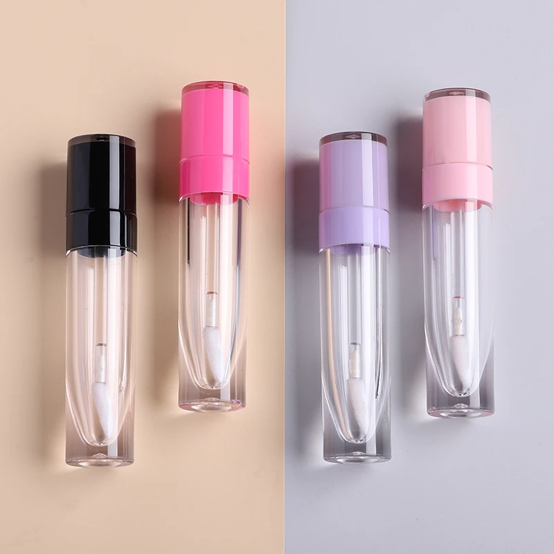 new pink Empty Lipgloss Containers Tubes Round Clear Cosmetic Lipgloss Tube Packaging Lip Gloss Tubes with Wand lip balm tube