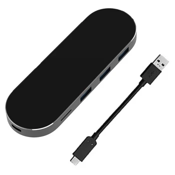 

7-in-1 Type-C Hub USB Docking Station Adapter with 3 USB 3.0 Port Memory Card Reader Aluminum alloy shell for PC Laptop