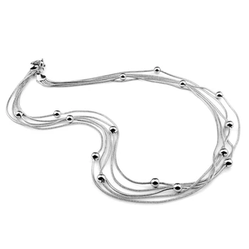 

Fashion silver pendant jewelry women 925 sterling silver multi-level snake chain beautiful Charm lady evening dress necklace