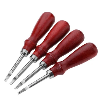 

DIY Beech Handle Leather Trimmer Peeling Tool Leather Chamfer Bevel Craft DIY Practical Leathercraft Tool 0.8 / 1 / 1.2 / 1.5mm