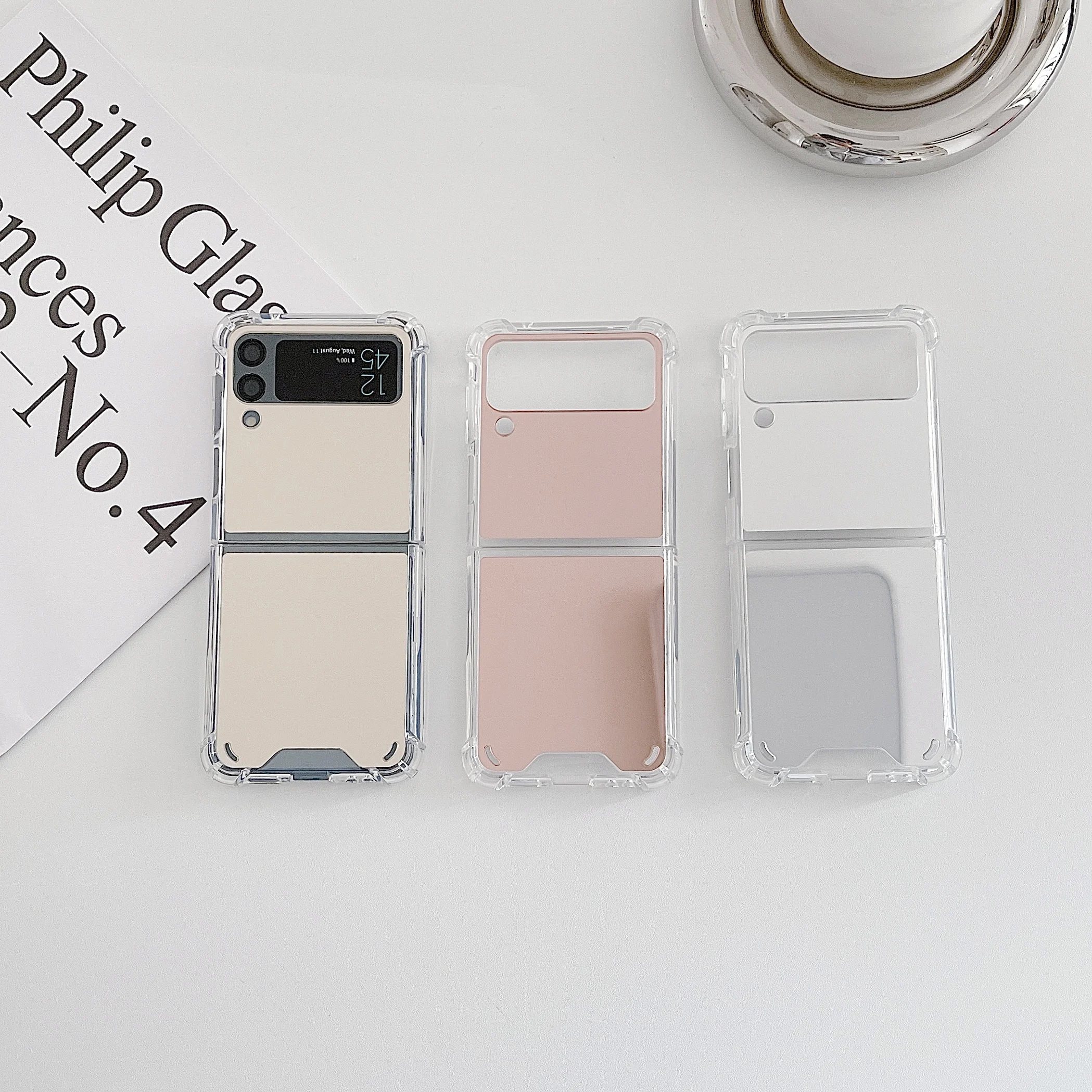 For Samsung Galaxy Z Flip 5 Clear Case For Samsung Galaxy Z Flip 5 4 3 Cover  Funda Coque Hard Translucent Soft Frame Bumper - AliExpress