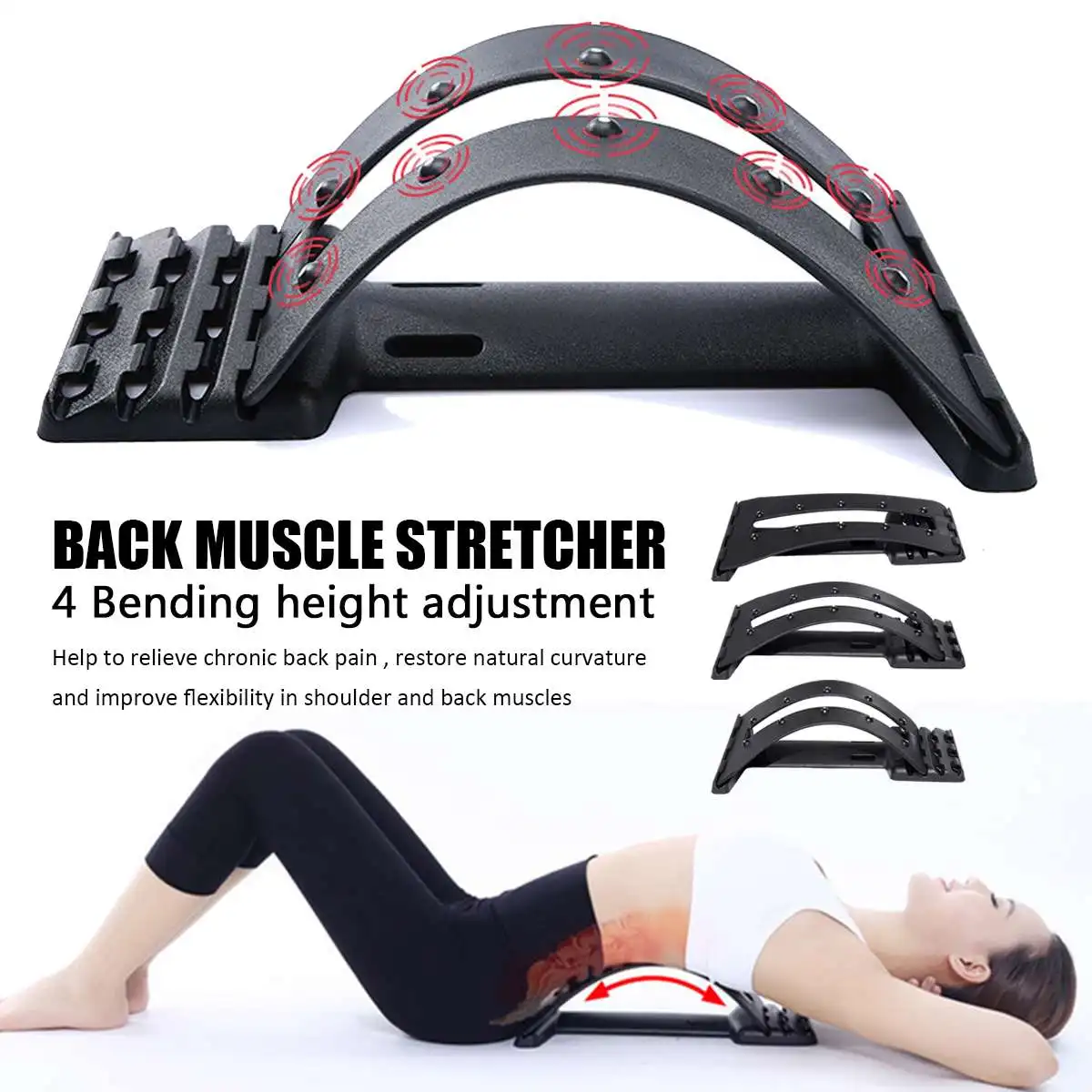 Magnetic Back Stretch Equipment Massager Stretcher Fitness Lumbar Support Relaxation Spine Pain Relief Corrector Health Care | Красота и