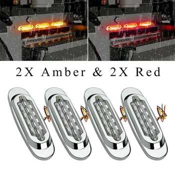 

16.5cm x 5.5cm x 2.4cm Side marker lights Red/Amber 16-LED Trailer Chrome