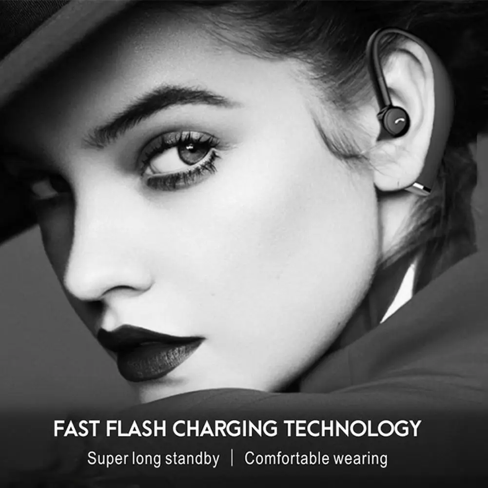 180 Rotating Noise Reduction Wireless Earphones Over Ear Bluetooth Stereo Driving Headset with Mic for Android iOS iPhone