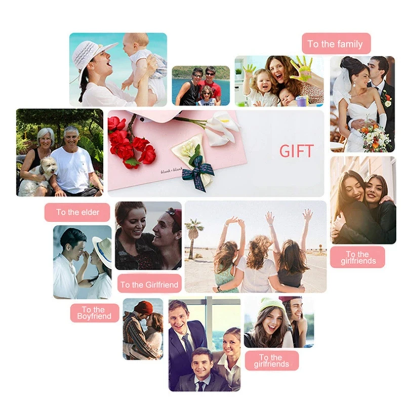 ABKT-Rechargeable Mini Portable Heart-shaped Cellphone Fill Selfie Light Clip On Selfie Enhancing Night Light 3 Levels Brightnes