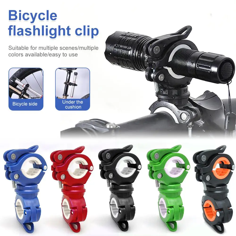 

Multifunction Two-way Led Flashlight Bracket 360 Degree Rotation Adjustable Bike Front Lamp Holder Clip For Mtb Road Bike