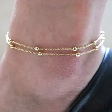 Европа и Америка аксессуары ноги украшения кольцо на лодыжки Двойной Слой Цепи Браслет на ногу из бисера алиэкспресс Лидер продаж