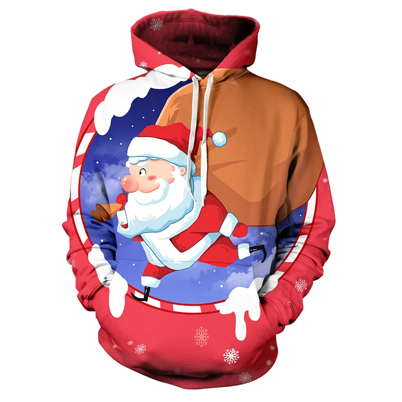 Толстовки с принтом Санта Клауса, мужские 3D толстовки, брендовые свитшоты для мальчиков, качественный пуловер, Рождественские толстовки с капюшоном 3D размера плюс 4XL - Цвет: T38
