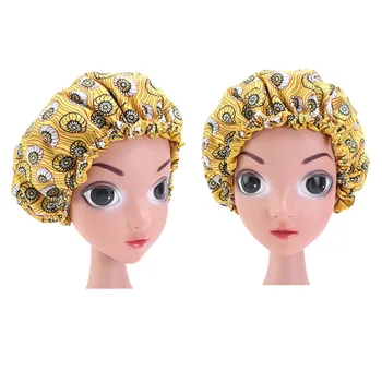 

Hair Caps Print Ankara Bonnet Stain Silky African Kids Big Bonnet Children Sleep Night Cap Headwrap Hat Hair Wrap Styling Tools