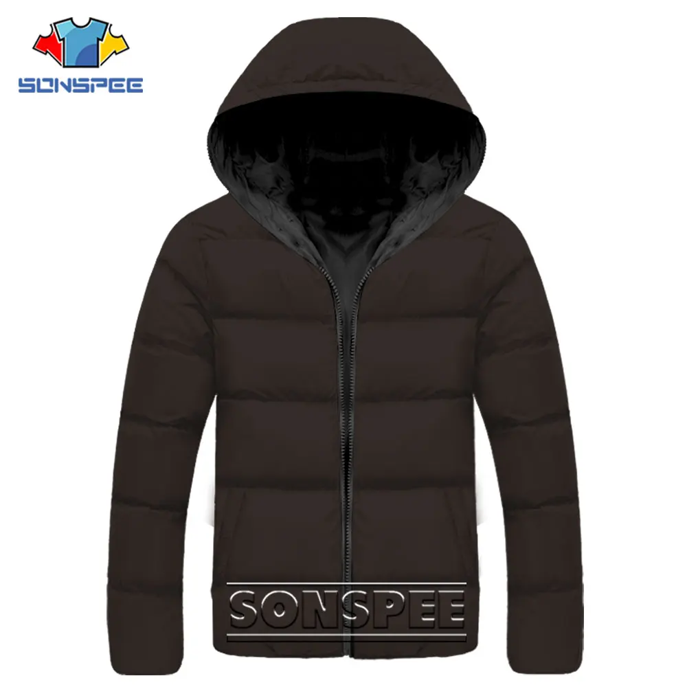 SONSPEE Winter New Men Solid Color Printed Parkas Quality Brand Men's Hooded Warm Thick Puffer Jacket Male Fashion Casual Coat