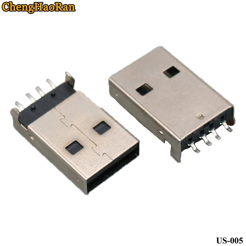 

ChengHaoRan 50pcs USB interface 180 degree male ASMT patch type column with or without fixed foot 4 foot horizontal male socket