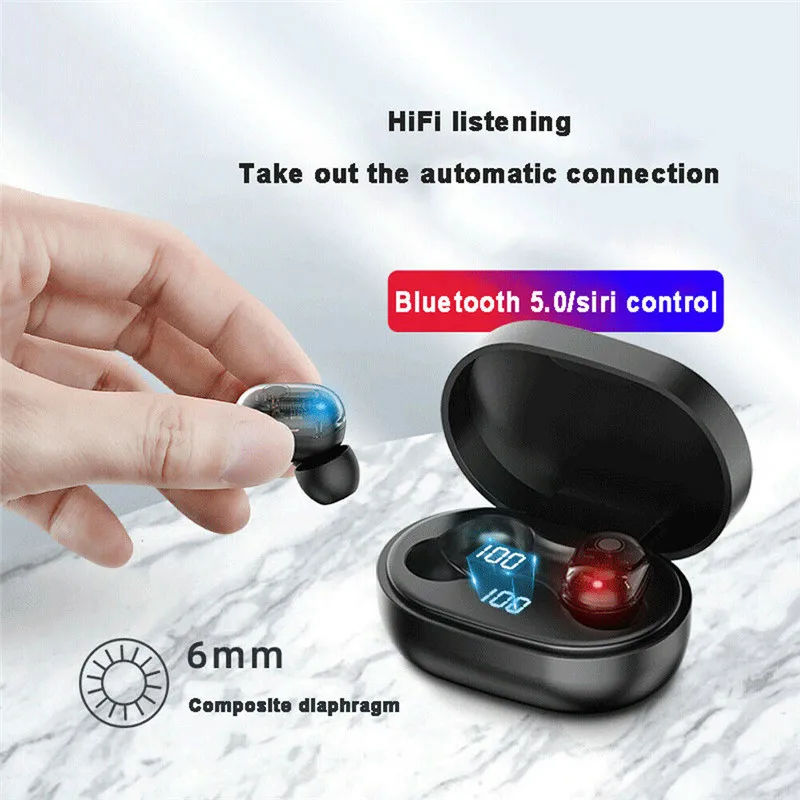 1800 мАч Bluetooth 5,0 гарнитура TWS настоящие беспроводные наушники мини стерео наушники