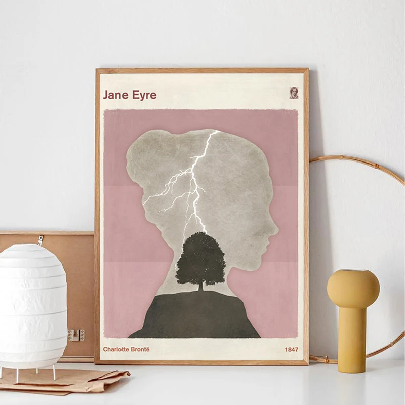 

Charlotte Brontë "Jane Eyre" Minimalist Literary Poster Classic Book Cover Canvas Painting Prints Gifts for Librarian Wall Decor