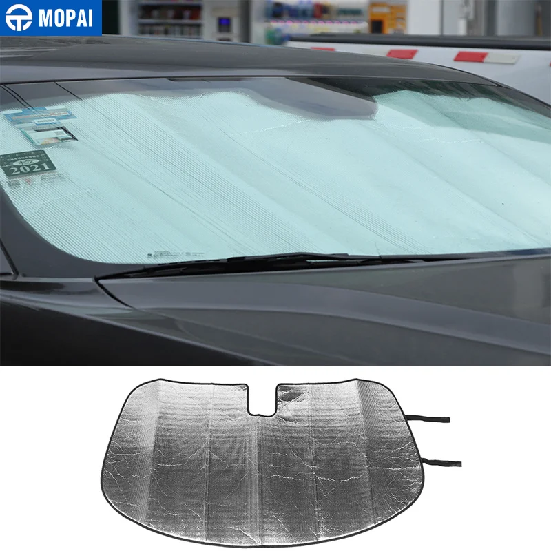 MOPAI Sun VisorสำหรับDodge Challengerด้านหน้ารถUV Rayกระจกบังแดดอุปกรณ์