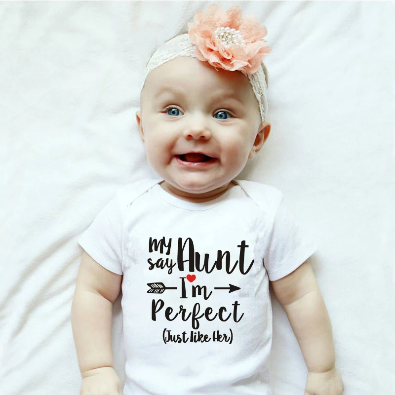 My Aunt Say I'm Perfect Print Newborn Baby Girl Clothes Auntie Bodysuits Boys Girls Cute Infant | Мать и ребенок
